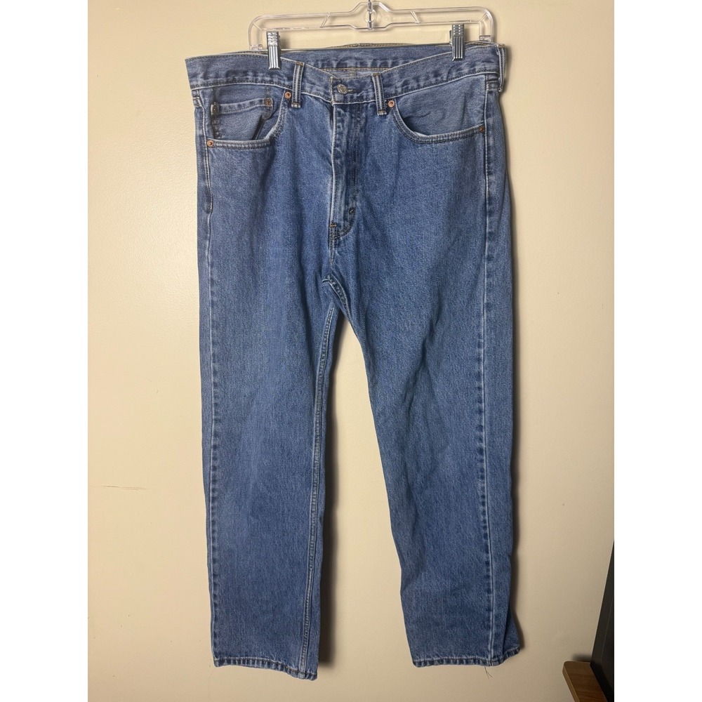 Levis 505 Regular Fit‎ Straight Leg Jeans Mens 36x32 Blue Medium Wash Denim